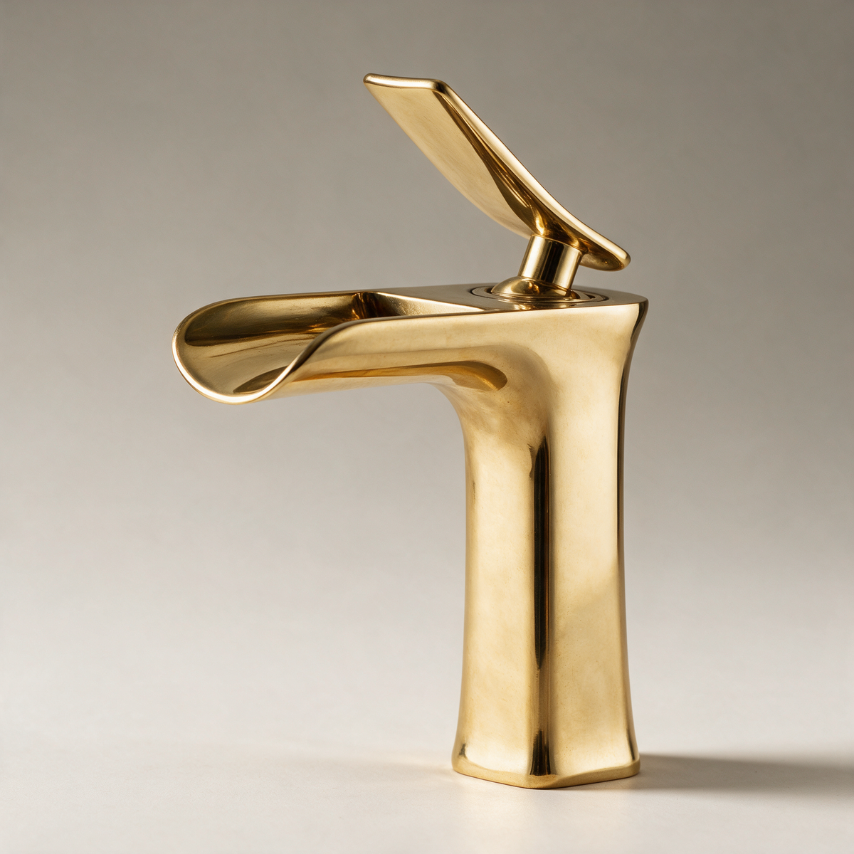 Bourne Waterfall Basin Mixer with Flared Spout — Gold