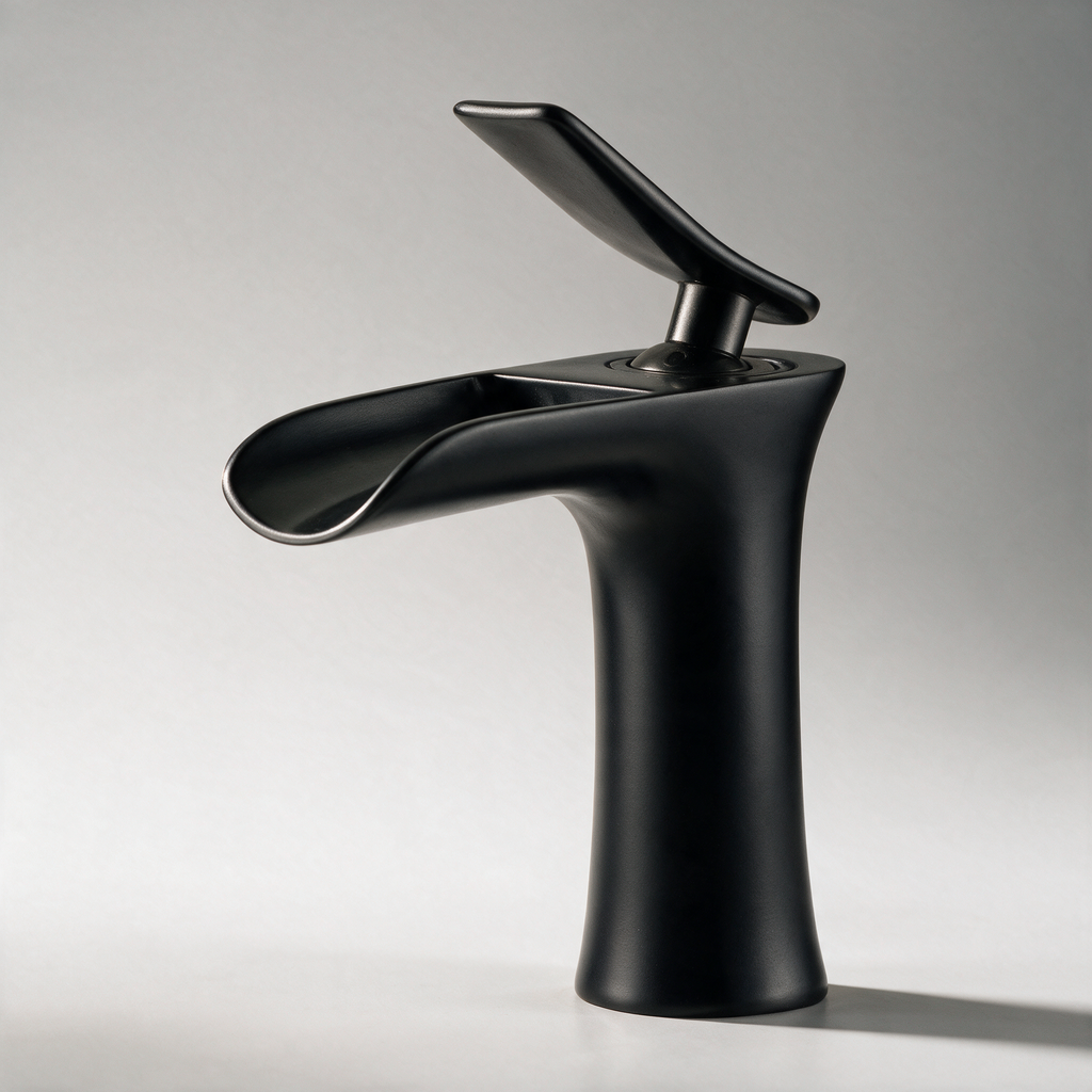 Bourne Waterfall Basin Mixer with Flared Spout — Black