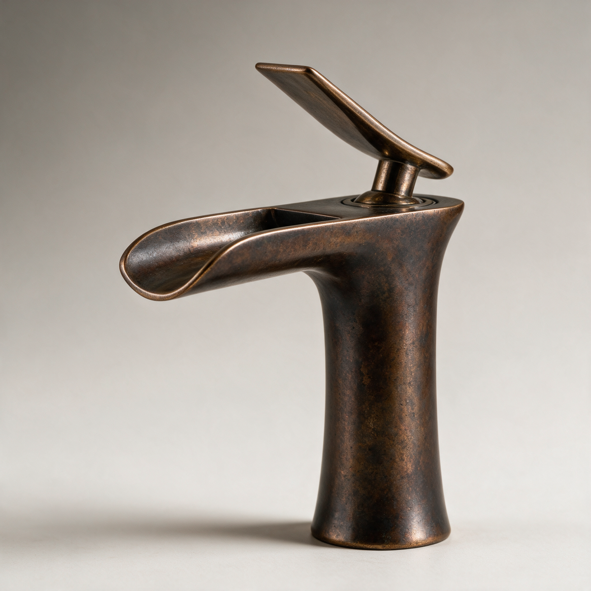 Bourne Waterfall Basin Mixer with Flared Spout — Antique Bronze