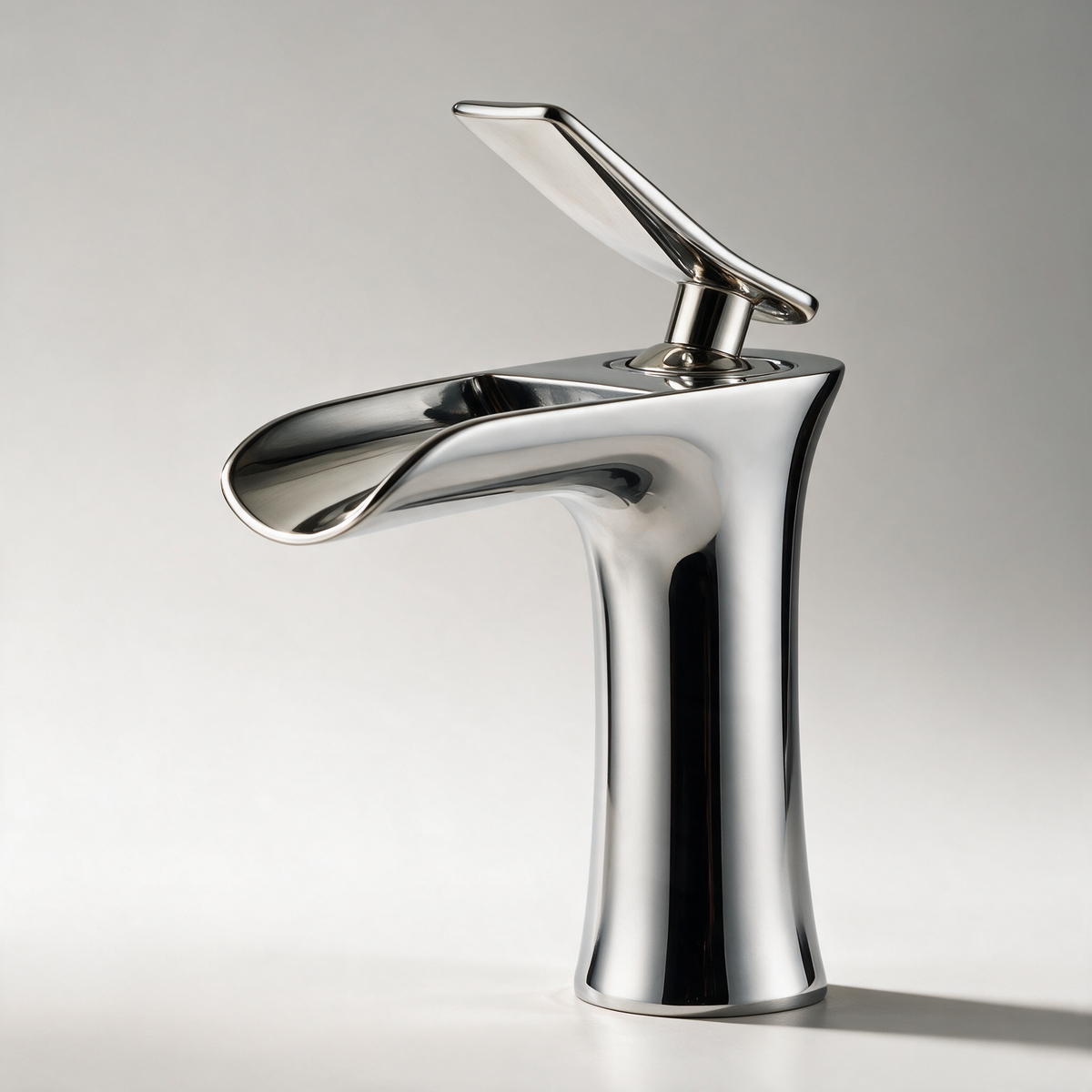 Bourne Waterfall Basin Mixer with Flared Spout — Chrome