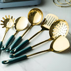 Corran Gold Kitchen Utensil Set with Teal Handles