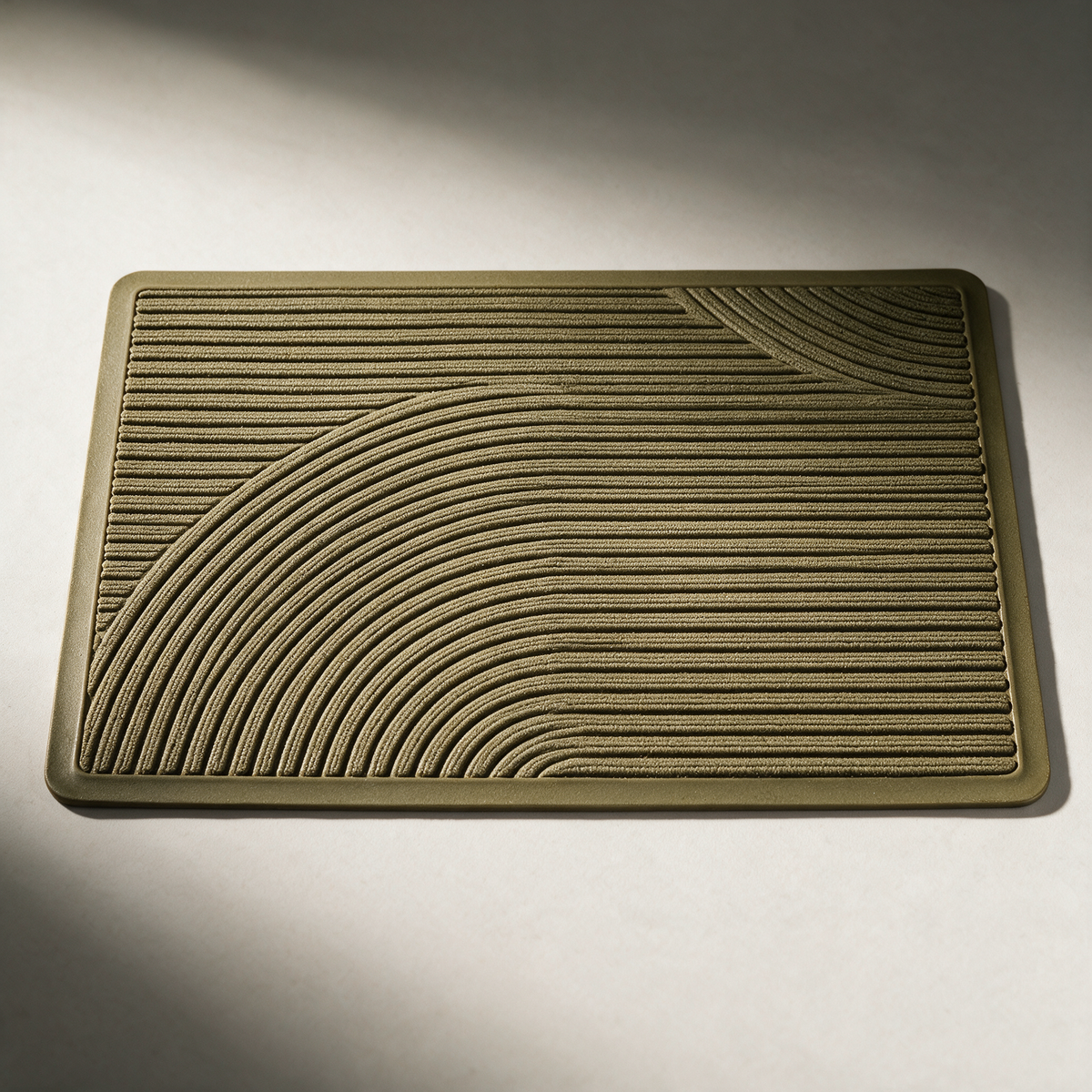 Crag Ribbed PVC Non-Slip Doormat — Khaki