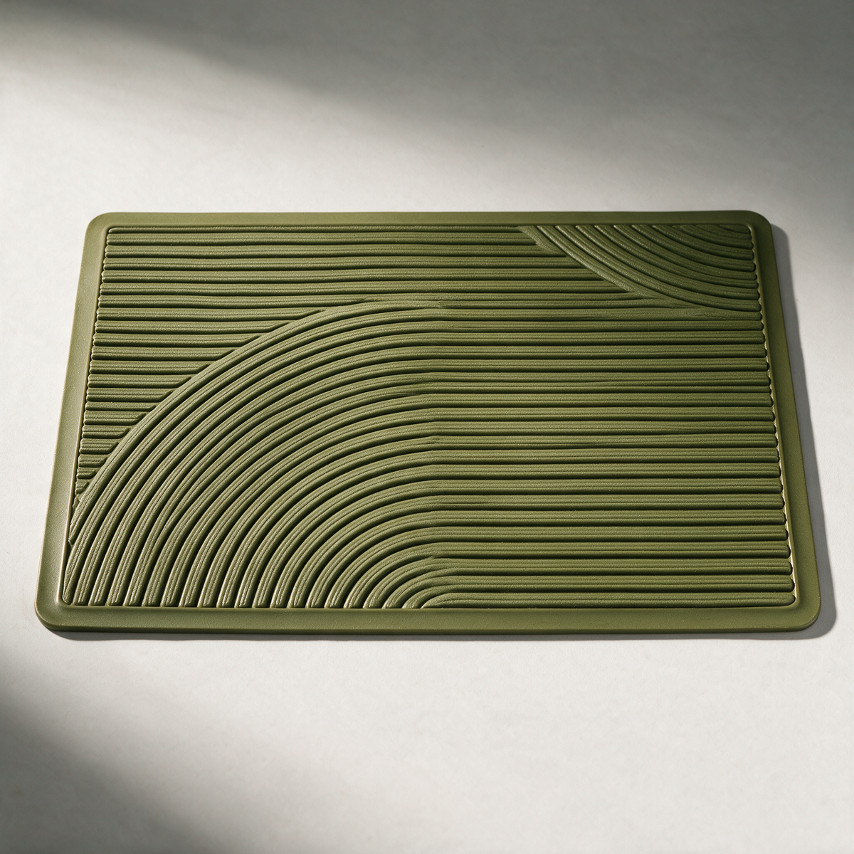 Crag Ribbed PVC Non-Slip Doormat — Green