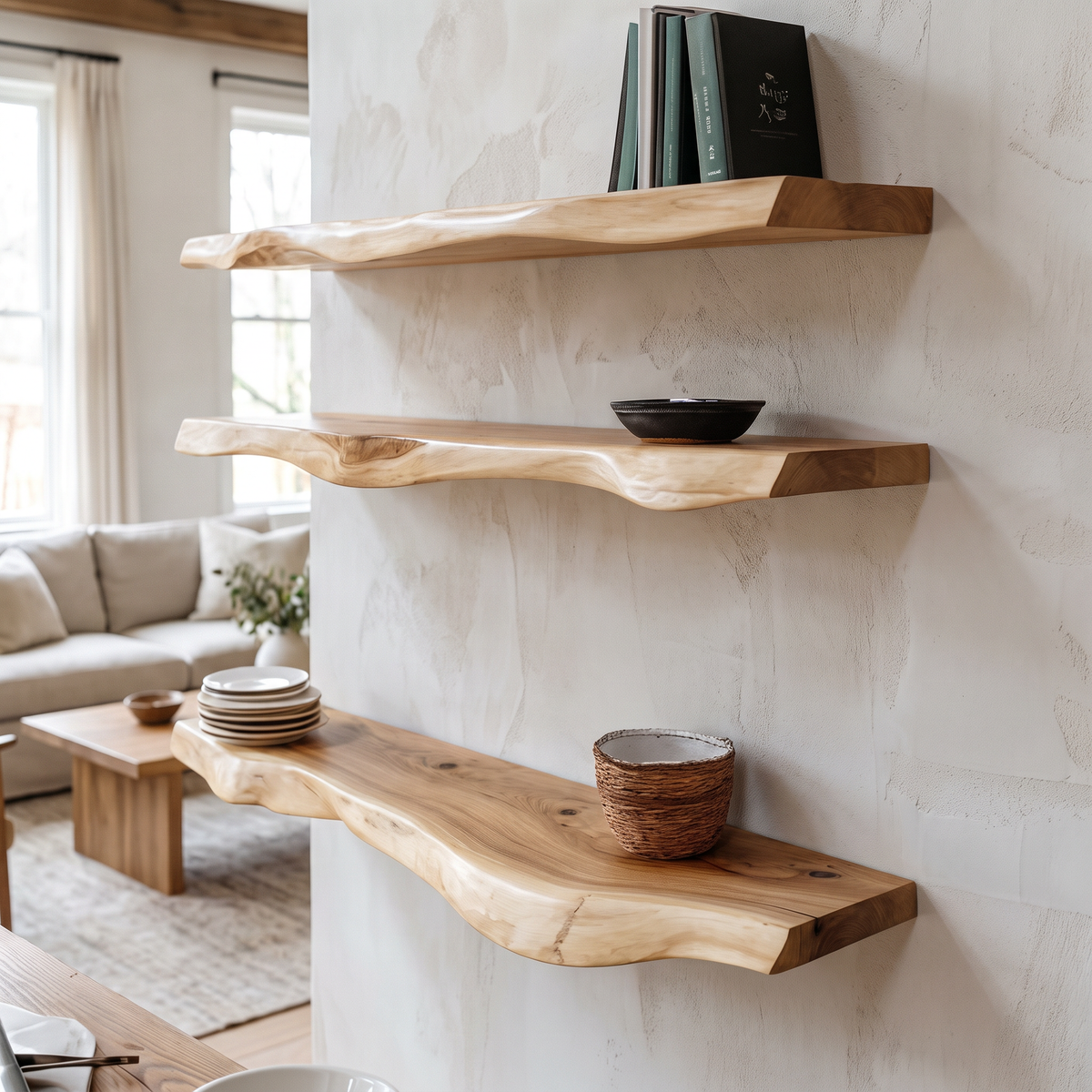 Ridgeline Live-Edge Wood Shelf