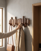 Fernwood wood wall coat rack, in-use scale shot