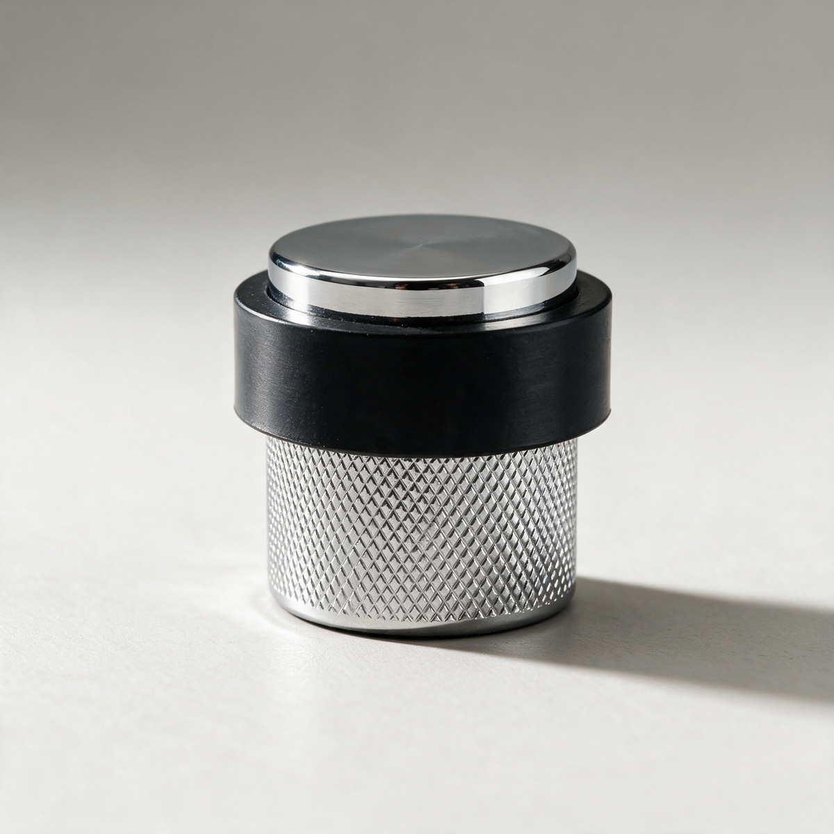 Kirk Knurled Brass Floor Door Stop — Chrome