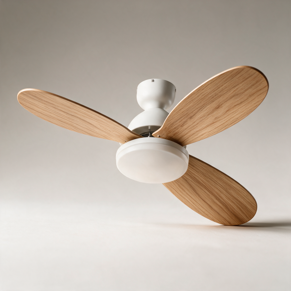 Lomond Flush Mount Ceiling Fan with Light — White & Wood Grain