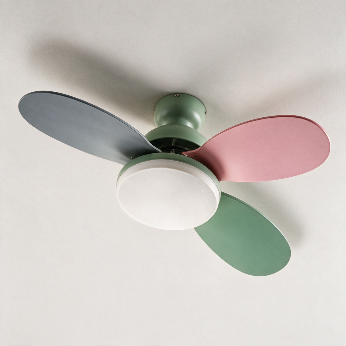 Lomond Flush Mount Ceiling Fan with Light — Green & Colourful