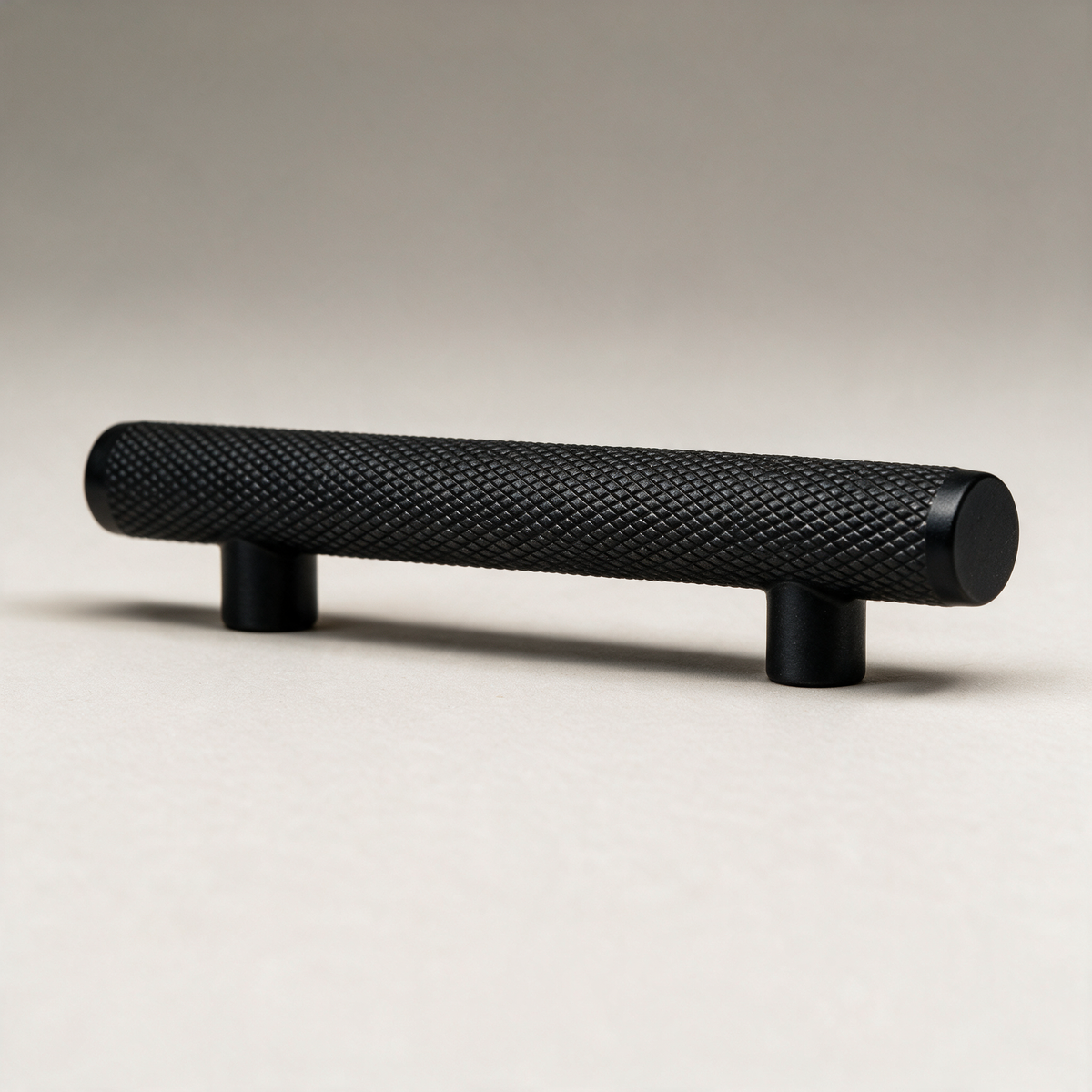 Lyme Knurled Solid Brass Cabinet Handle — Black