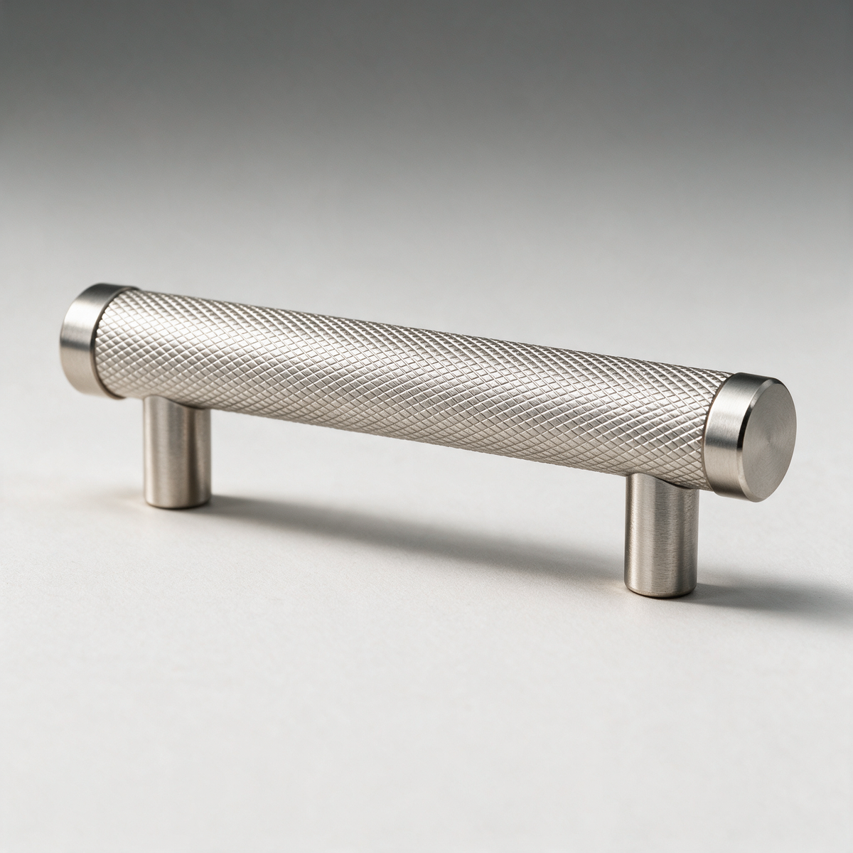 Lyme Knurled Solid Brass Cabinet Handle — Nickel