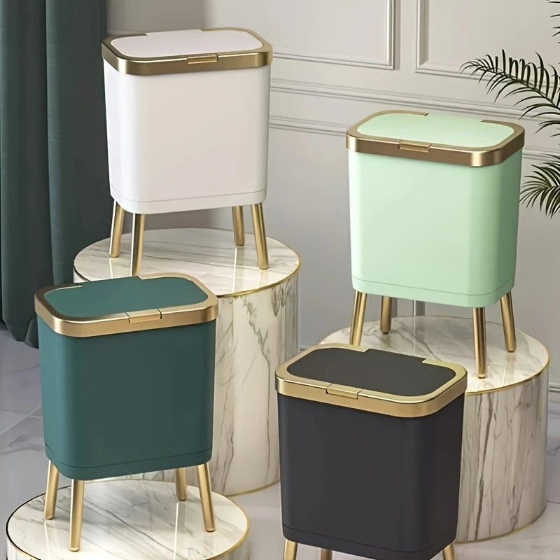 Ness Push-Top Bin on Brass Legs
