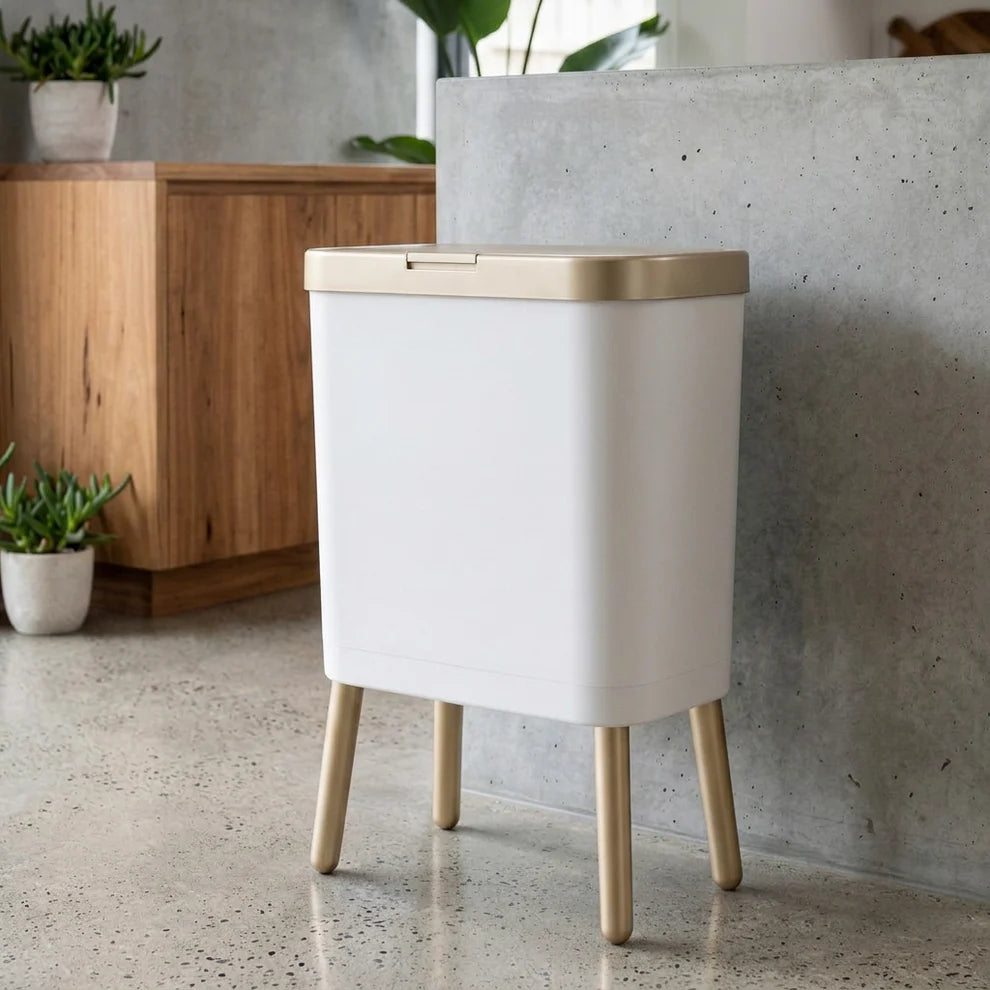 Ness Push-Top Bin on Brass Legs