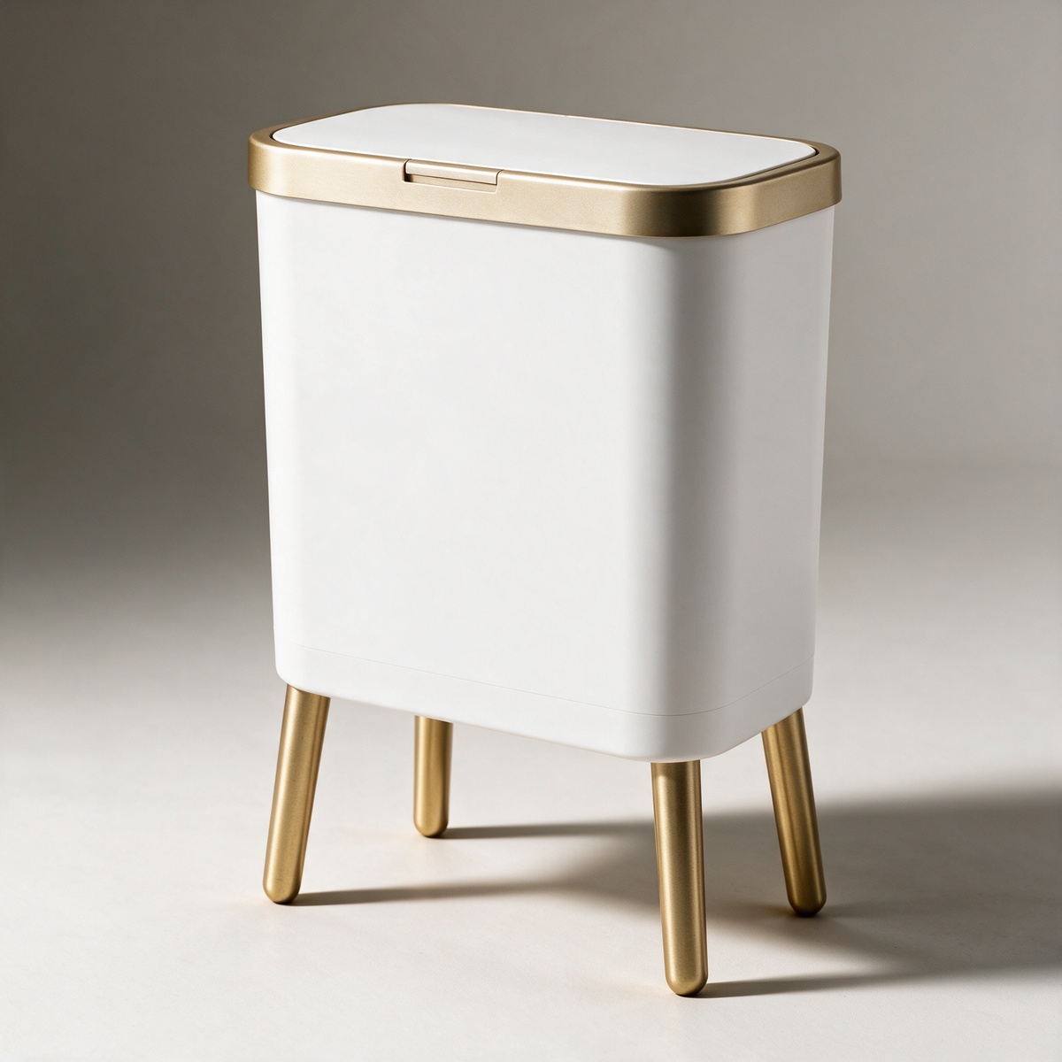 Ness Push-Top Bin on Brass Legs — White