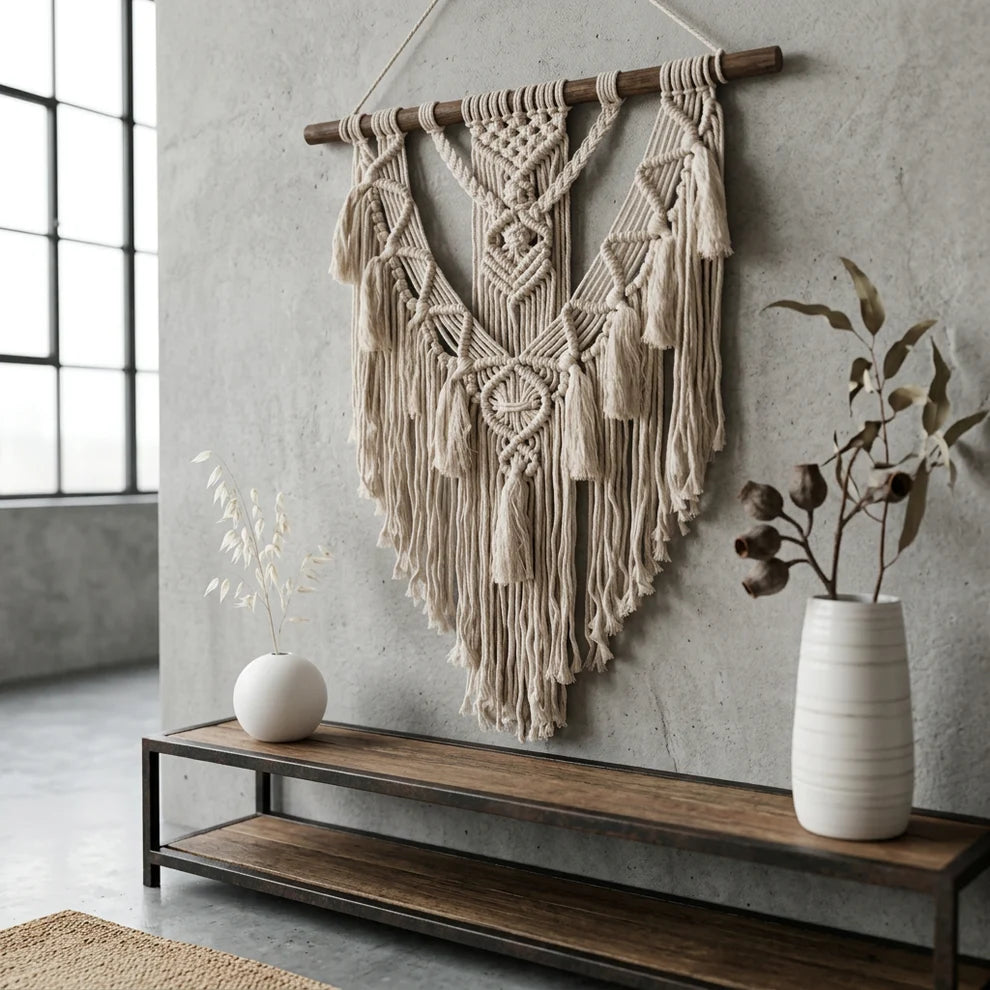 Rannoch Cream Macramé Wall Hanging on Timber Dowel