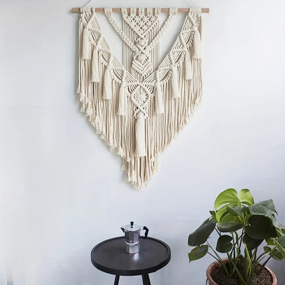 Rannoch Cream Macramé Wall Hanging on Timber Dowel