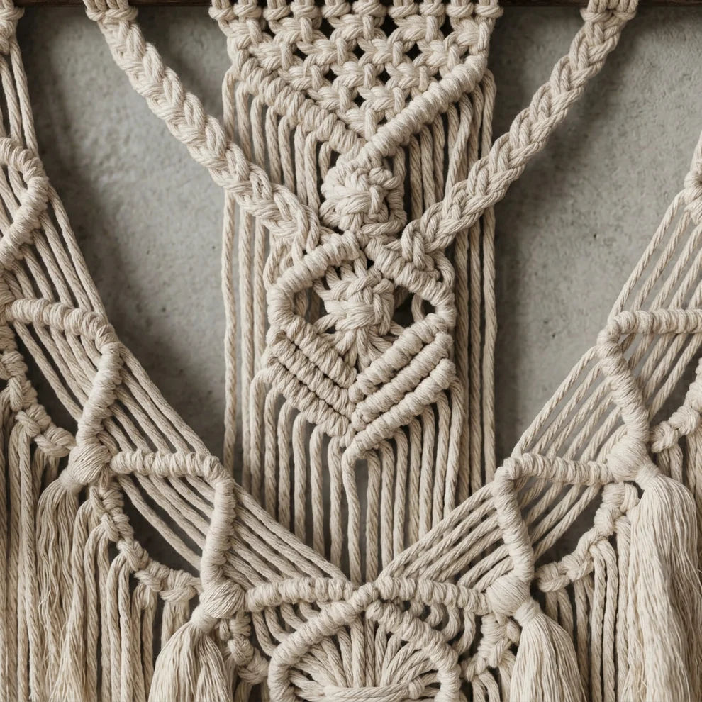 Rannoch Cream Macramé Wall Hanging on Timber Dowel