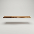 Ridgeline live-edge wood shelf, hero shot clean background