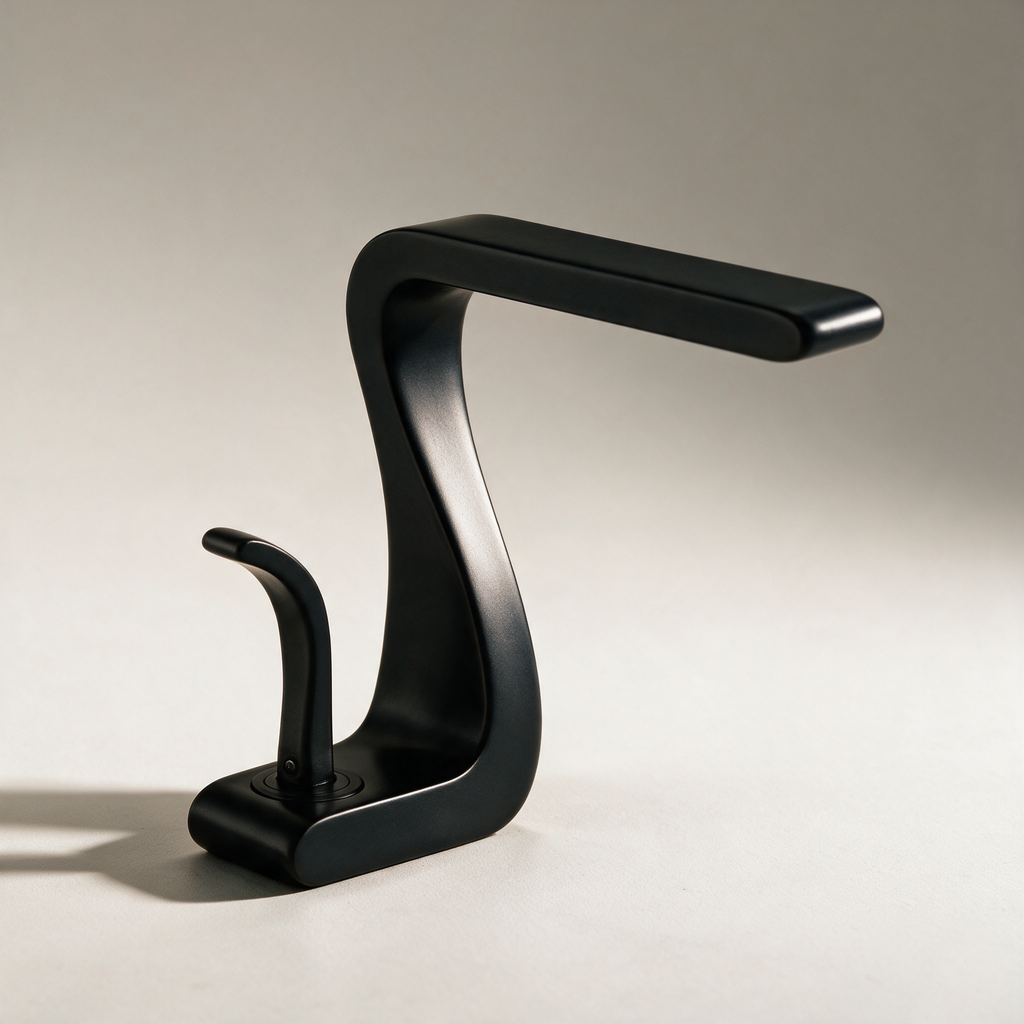 Sennen S-Curve Ribbon Basin Mixer — Black