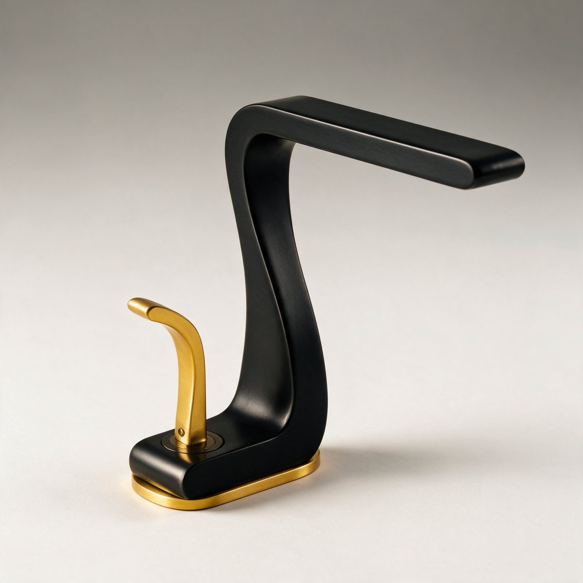 Sennen S-Curve Ribbon Basin Mixer — Black & Gold
