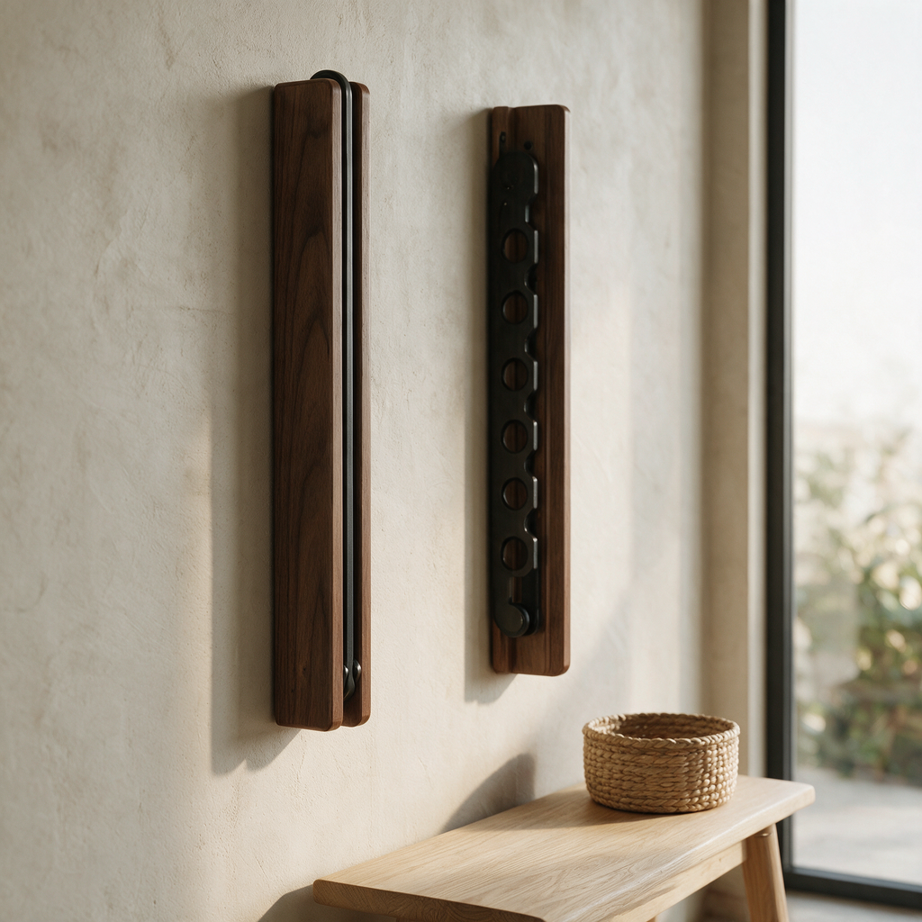 Harlow rails shown folded flat against the wall