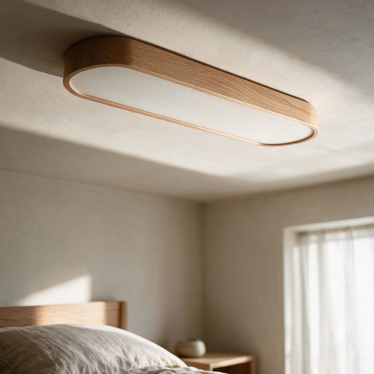 Linden ceiling light seen side-on showing its slim profile
