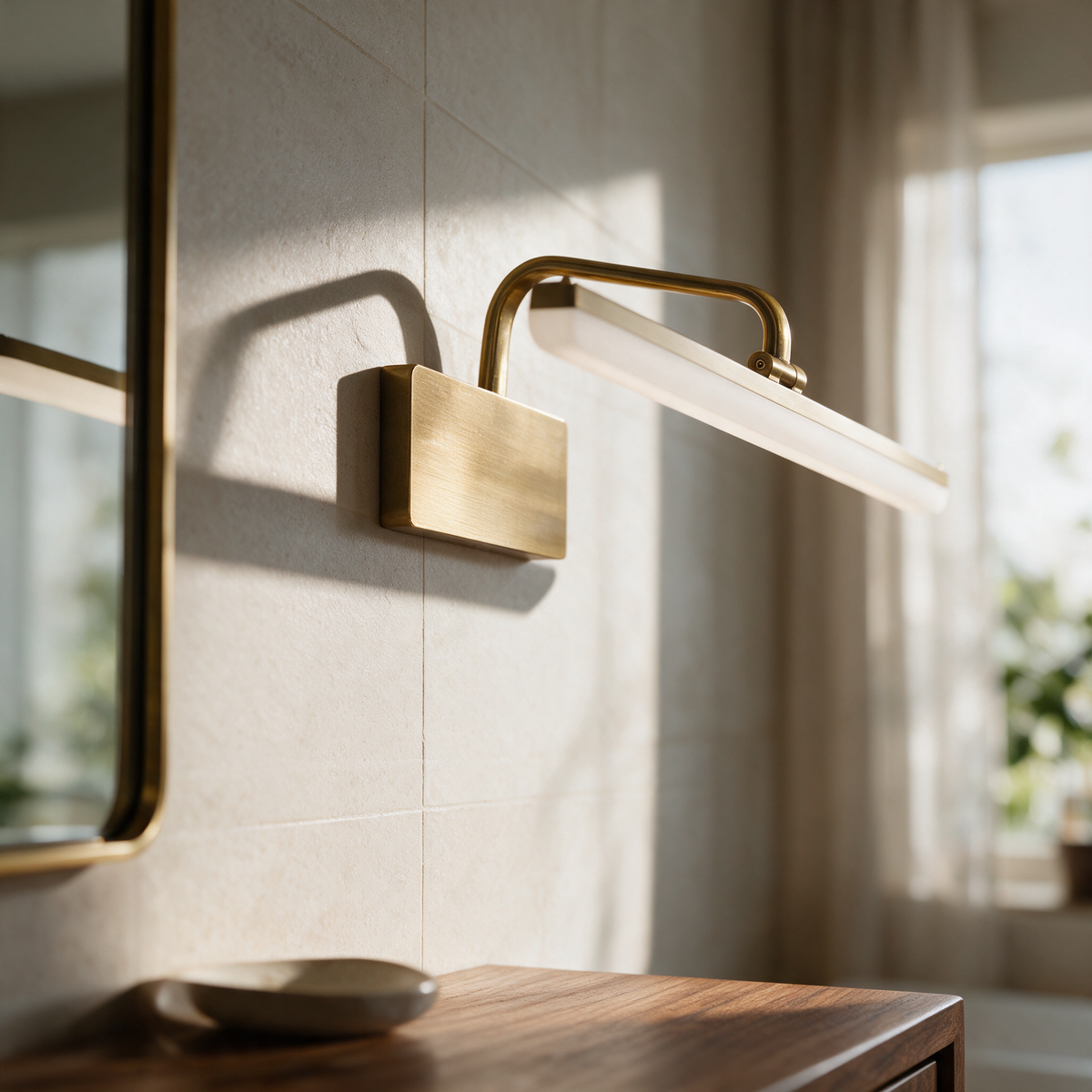 Laurel vanity light side-on showing the arched stem