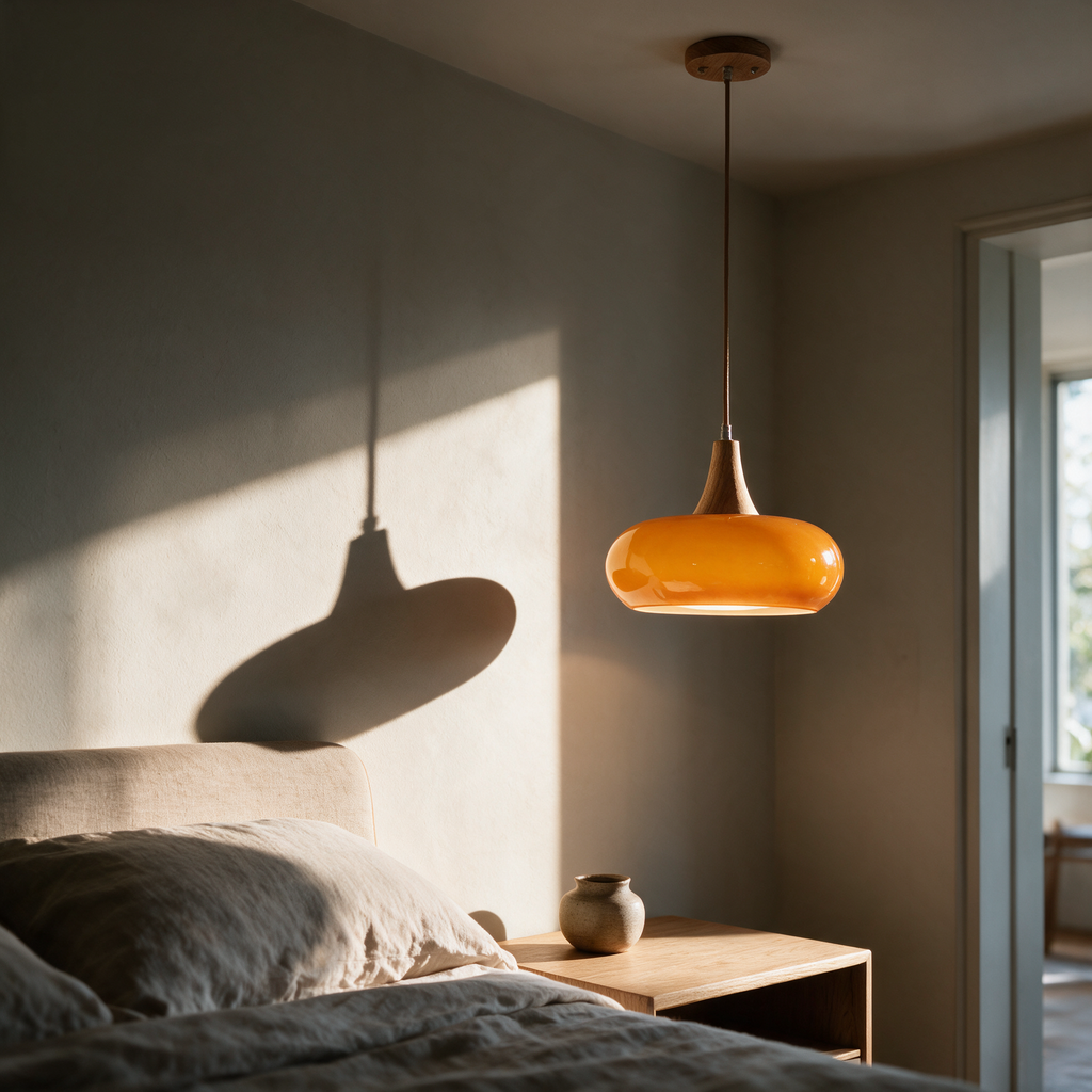 A single Rowan pendant above a bedside table