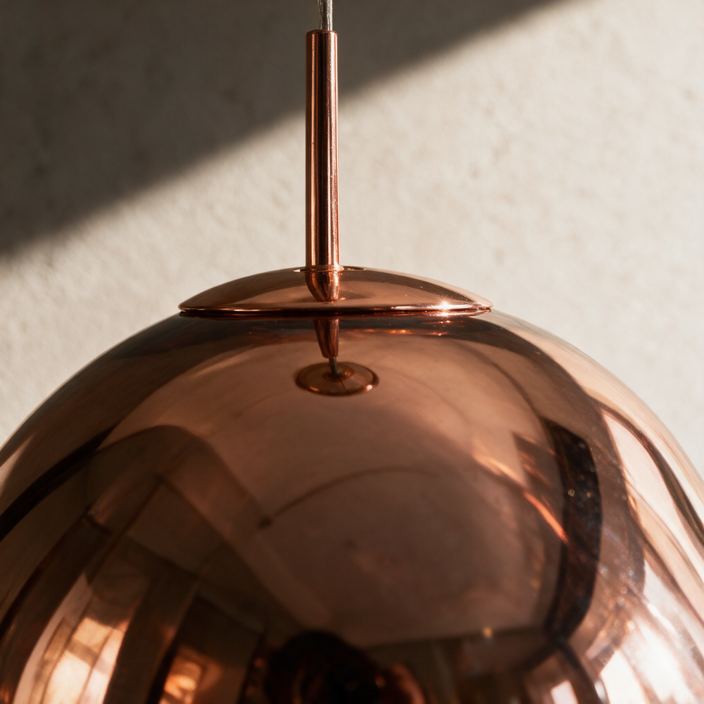 Close-up of the mirrored surface and cord collar
