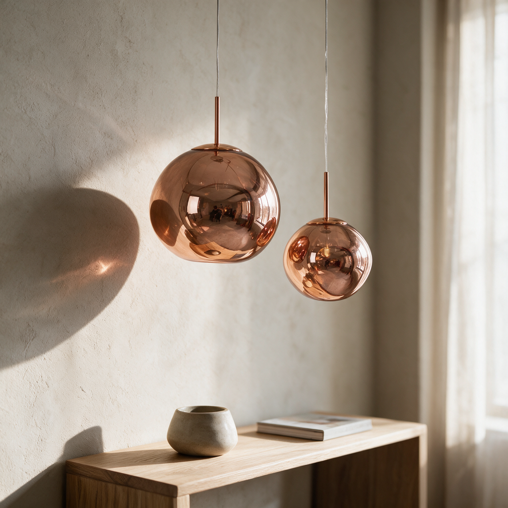Two Ember spheres in different sizes hung side by side