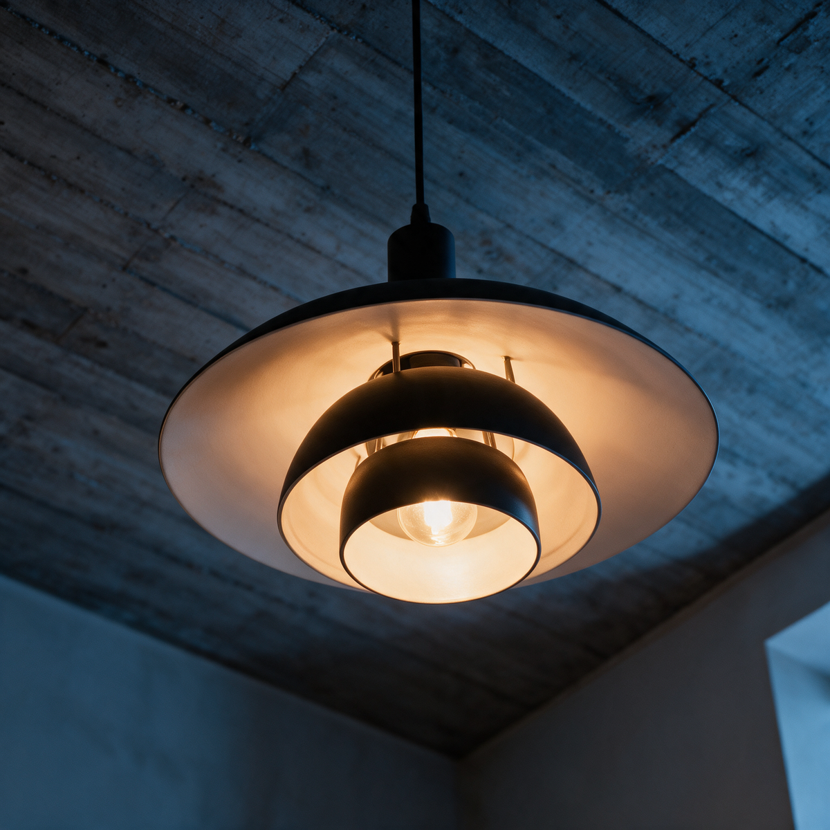 Weald pendant from below showing the concealed light source