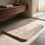 Meadow bath mat on a tiled bathroom floor