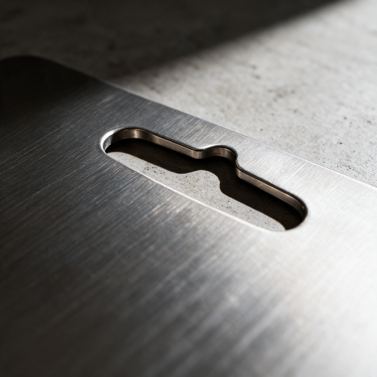 Close-up of the integrated cut-out handle
