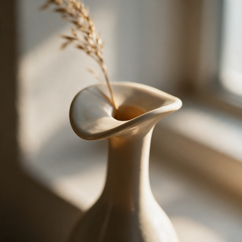 Close-up of the flared lip where the rim leans out from the slim neck