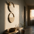 Steep side view of the hoops along a hallway wall at golden hour
