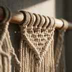 Close-up of the rope knotted over the timber dowel at the top