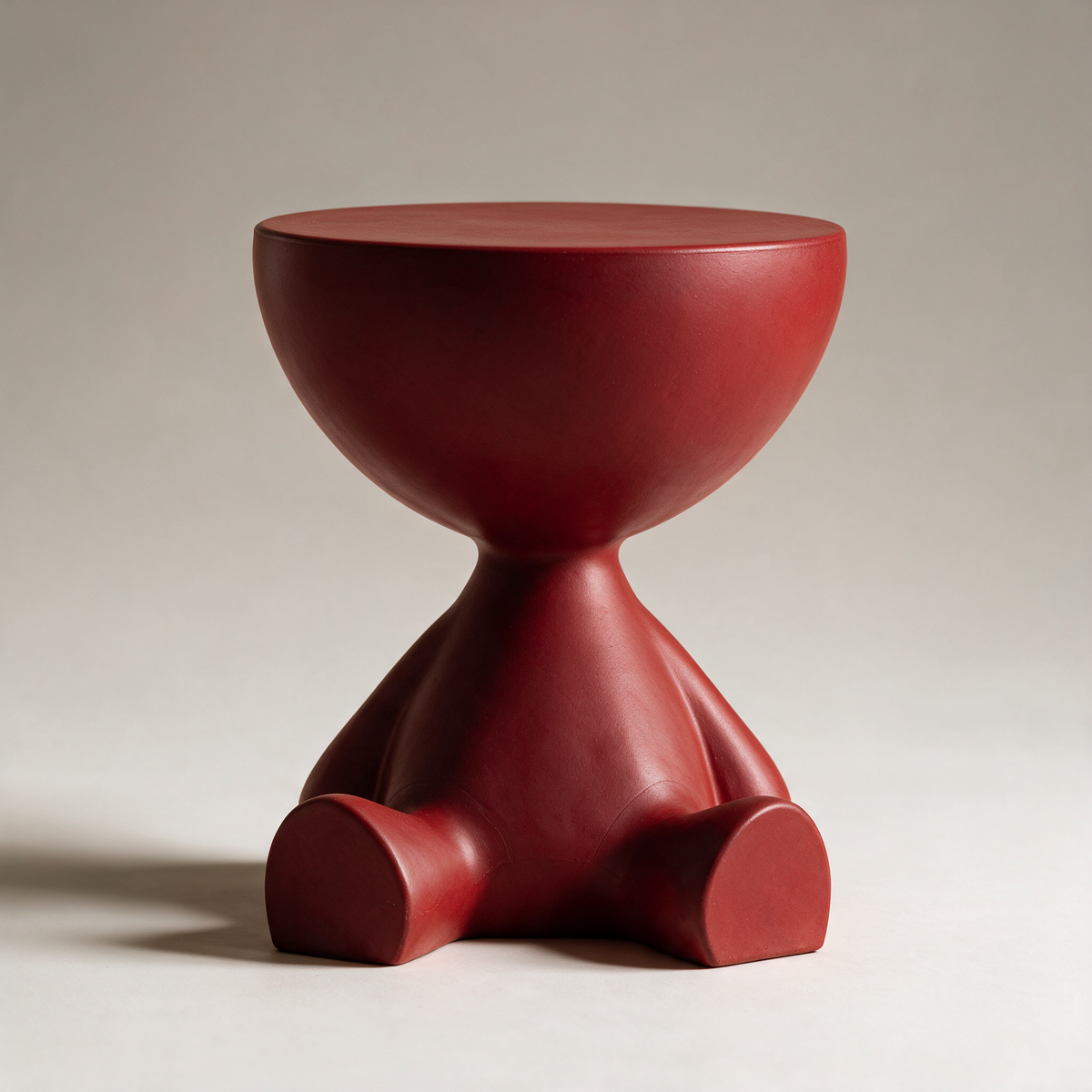 Coll Sculptural Pedestal Side Table — Red