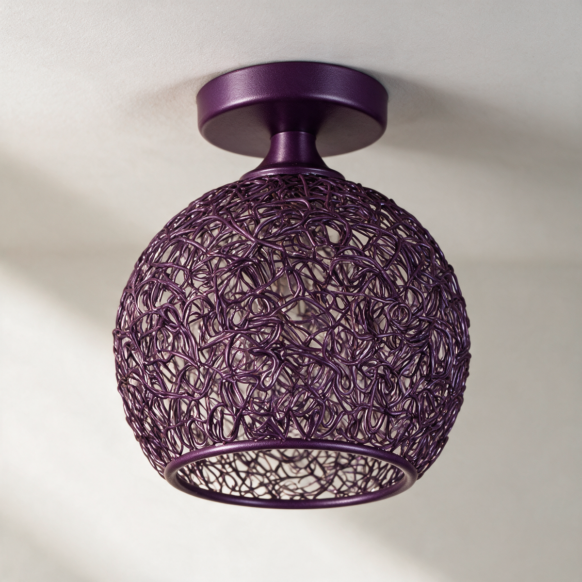 Rook Wire Nest Semi-Flush Ceiling Light — Purple