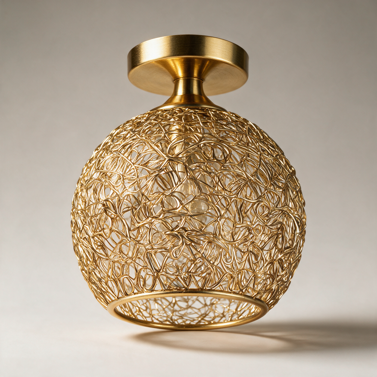 Rook Wire Nest Semi-Flush Ceiling Light — Gold