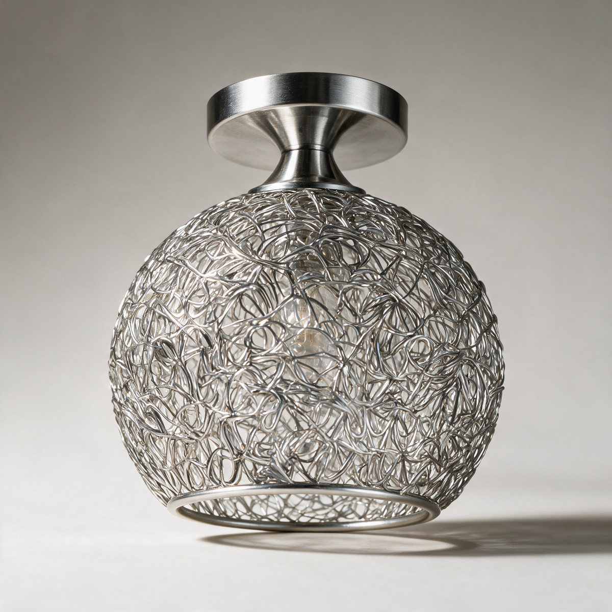 Rook Wire Nest Semi-Flush Ceiling Light — Silver