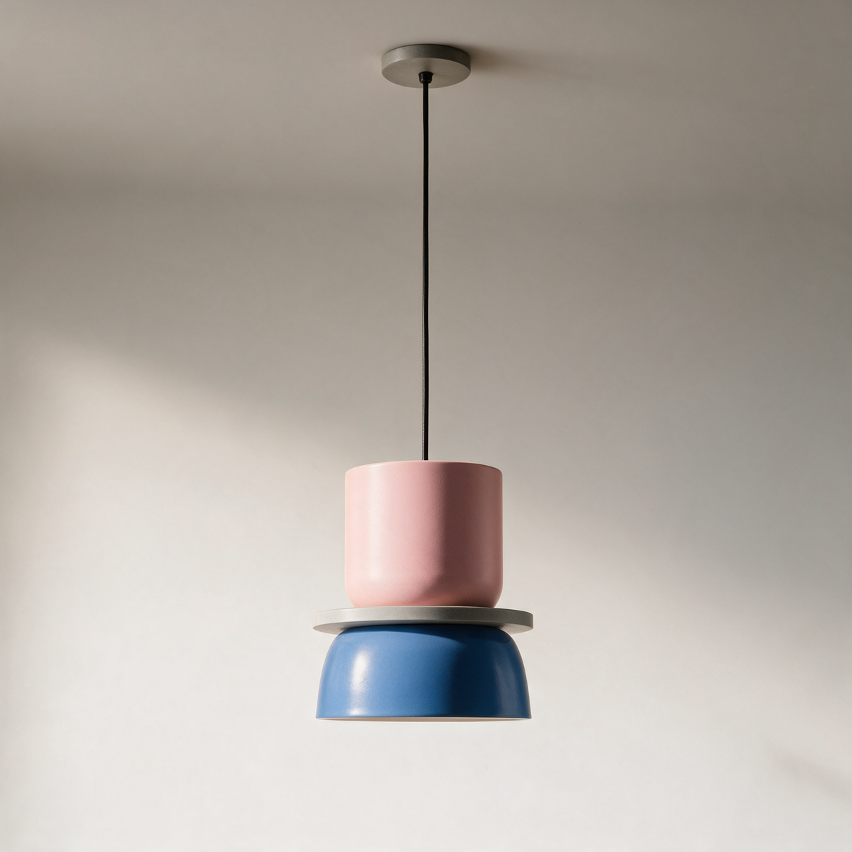Pippin Two-Tone Pendant Light — Colour Blocked — Small - Pink & Blue