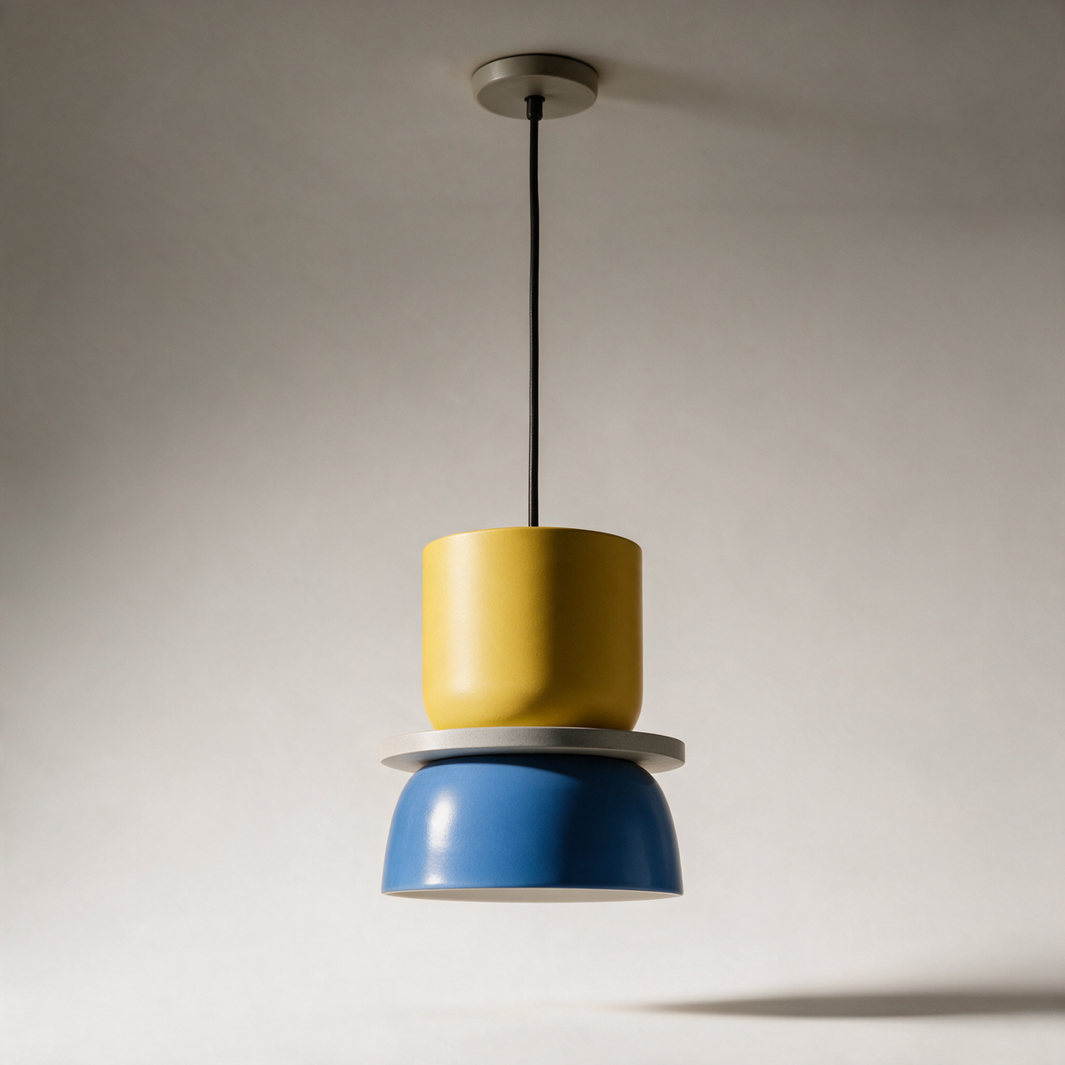 Pippin Two-Tone Pendant Light — Colour Blocked — Large - Yellow & Blue