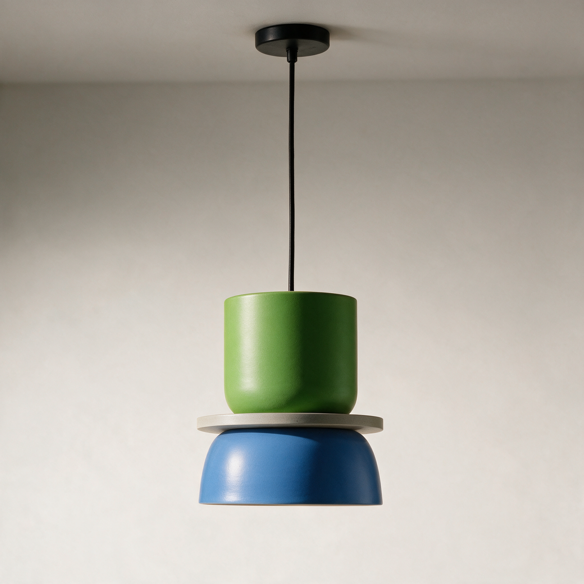 Pippin Two-Tone Pendant Light — Colour Blocked — Small - Green & Blue
