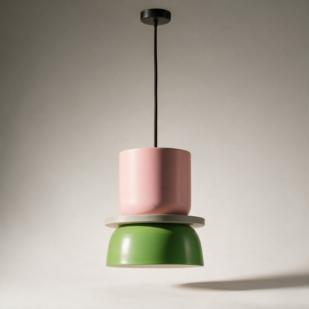 Pippin Two-Tone Pendant Light — Colour Blocked — Medium - Pink & Green
