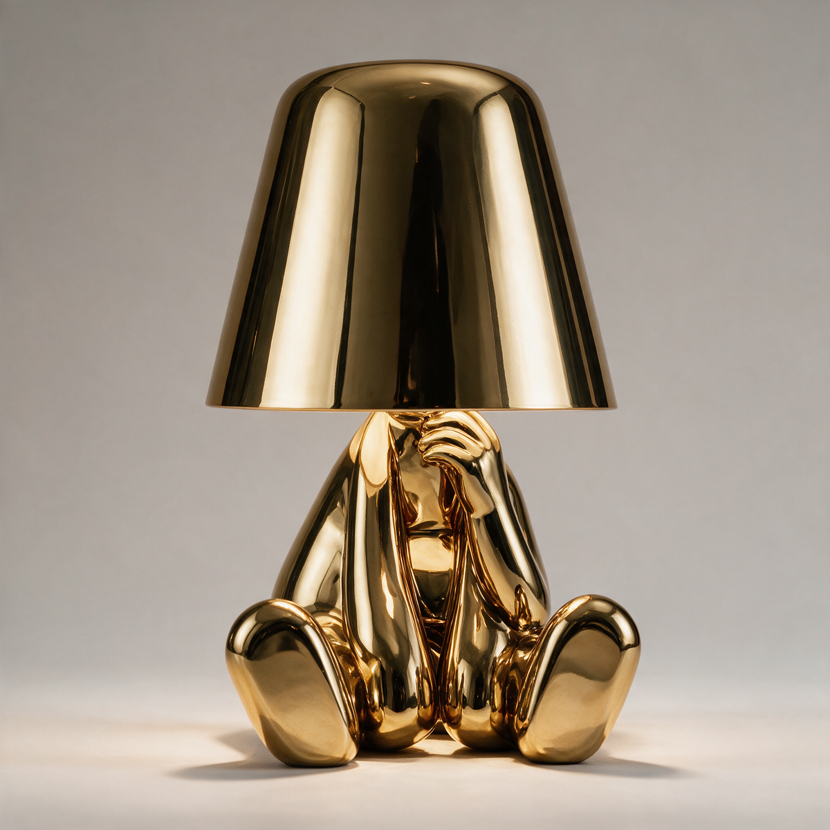 Metallic Character Figurine Lamp — Ten Poses — Thinking in Gold