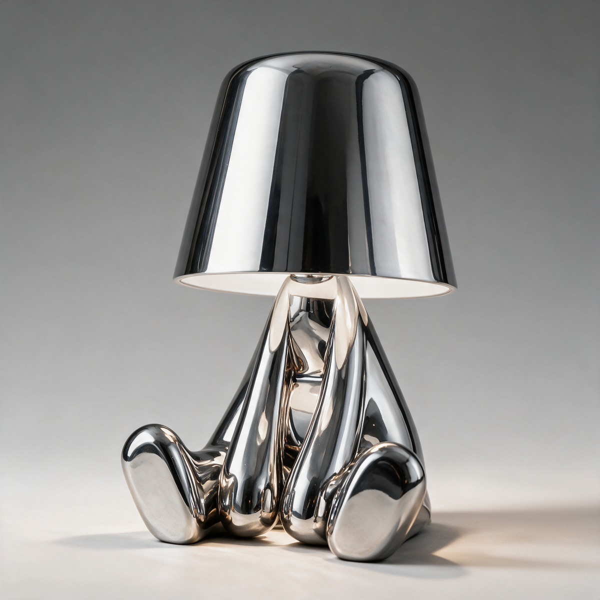 Metallic Character Figurine Lamp — Ten Poses — Relaxing Silver