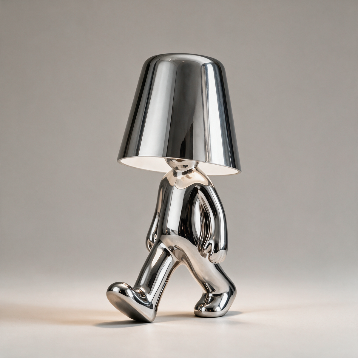 Metallic Character Figurine Lamp — Ten Poses — Wandering Silver