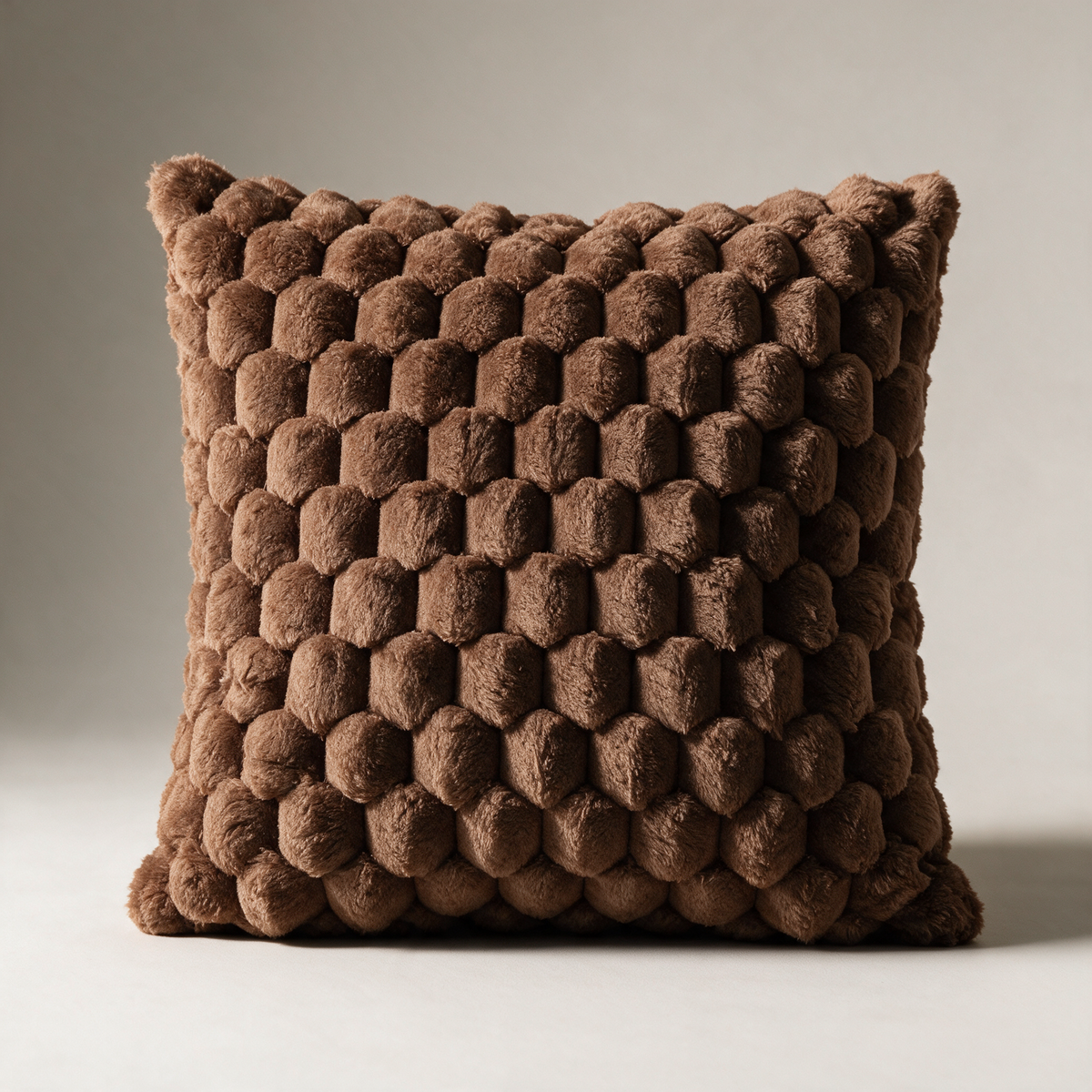 Oat 3D Bobble Plush Cushion Cover — Brown