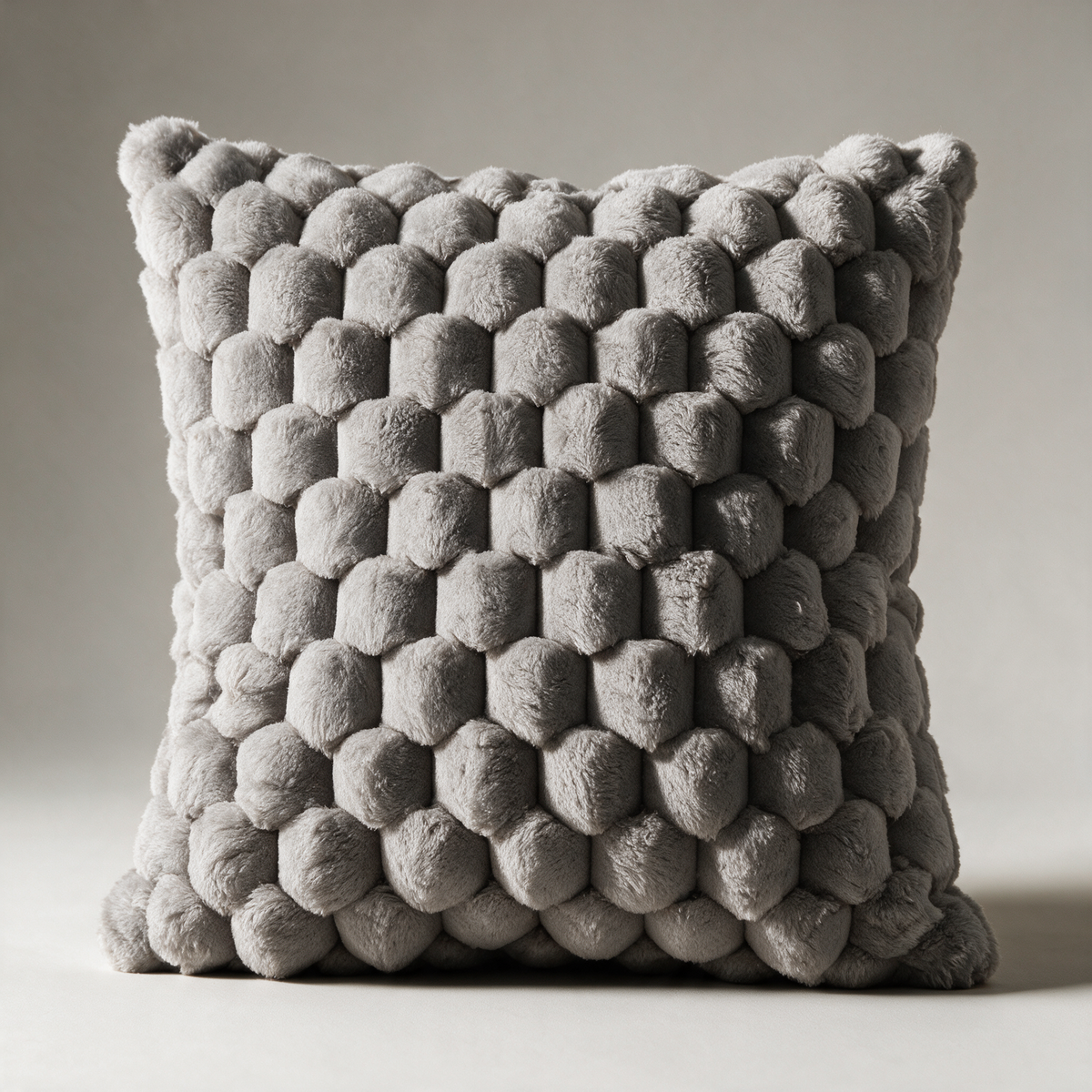 Oat 3D Bobble Plush Cushion Cover — Grey