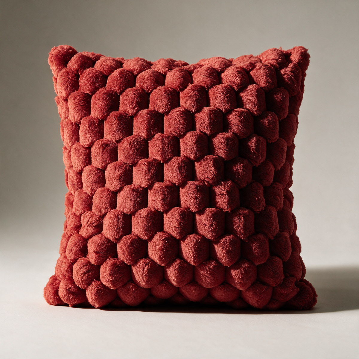 Oat 3D Bobble Plush Cushion Cover — Red