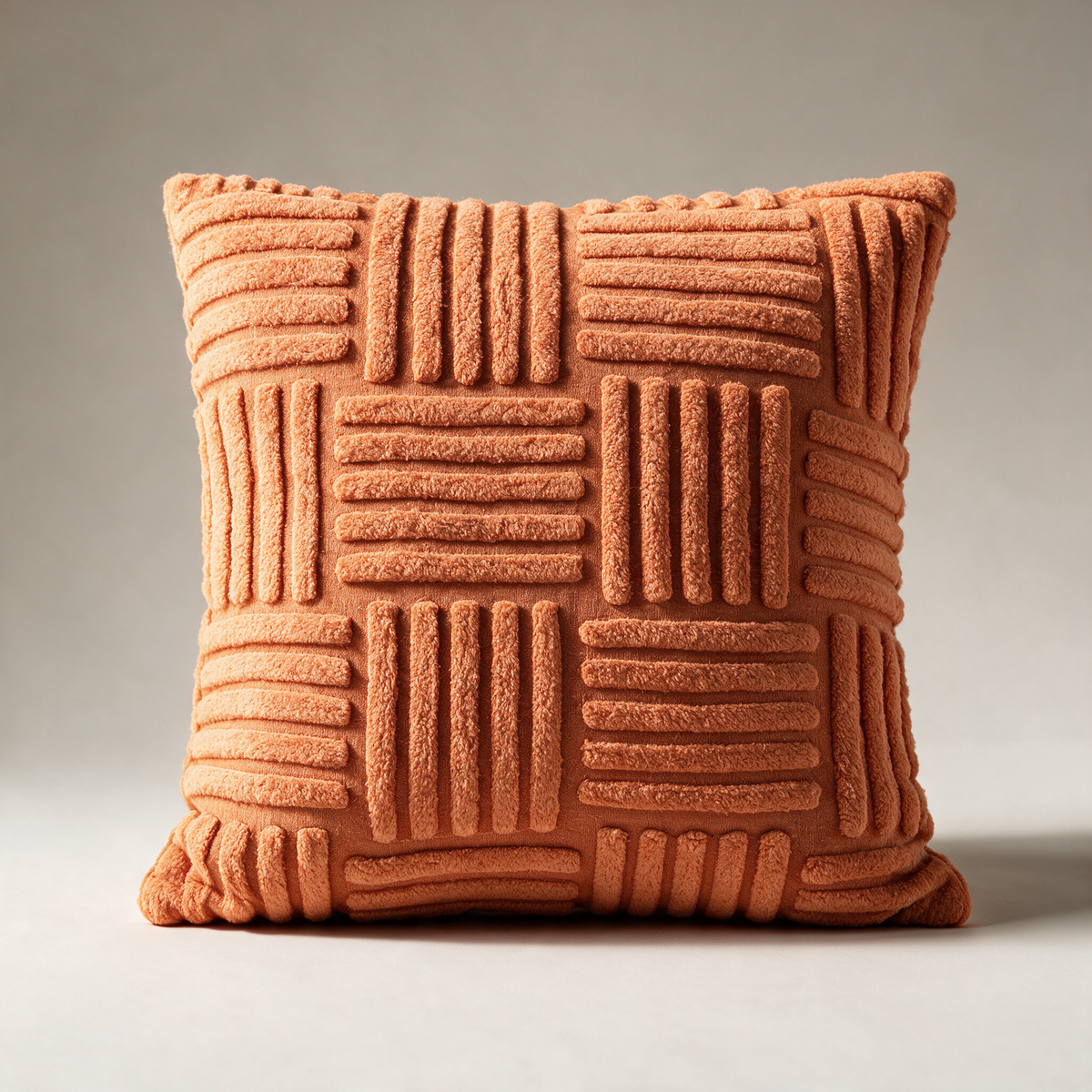 Marle Quad-Ribbed Tufted Cushion Cover — Orange